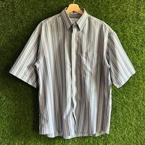 Vintage Enro Non-Iron Striped Wrinkle Resistant Short Sleeve Button Up Shirt